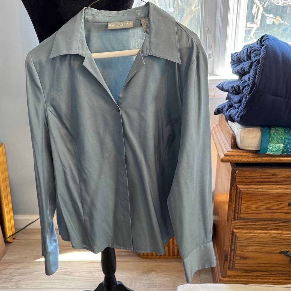Kate Hill Men's Long-Sleeve Button Shirt — Slate Blue